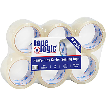 Tape Logic® Acrylic Tape, 3" Core, 2" x 55 Yd., Clear, Pack Of 6