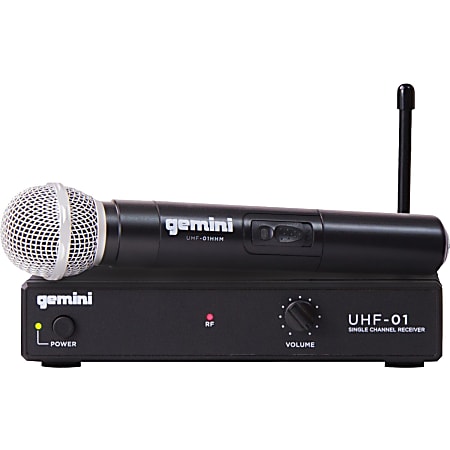 gemini UHF-01M-F2 SingleChannel UHF Wireless Microphone System with Handheld Microphone - 150 ft Operating Range