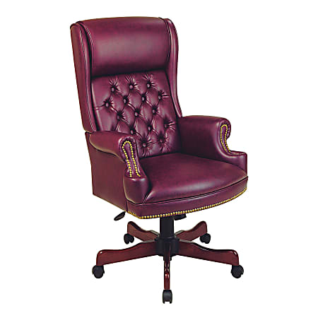 Office Star Burgundy Executive High Back Bonded Leather Chair