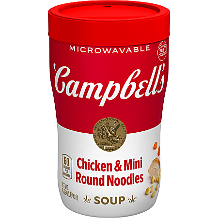 Campbell's Soup On The Go Chicken With Mini Noodles Cups, 10.75 Oz, Case Of 8 Cups