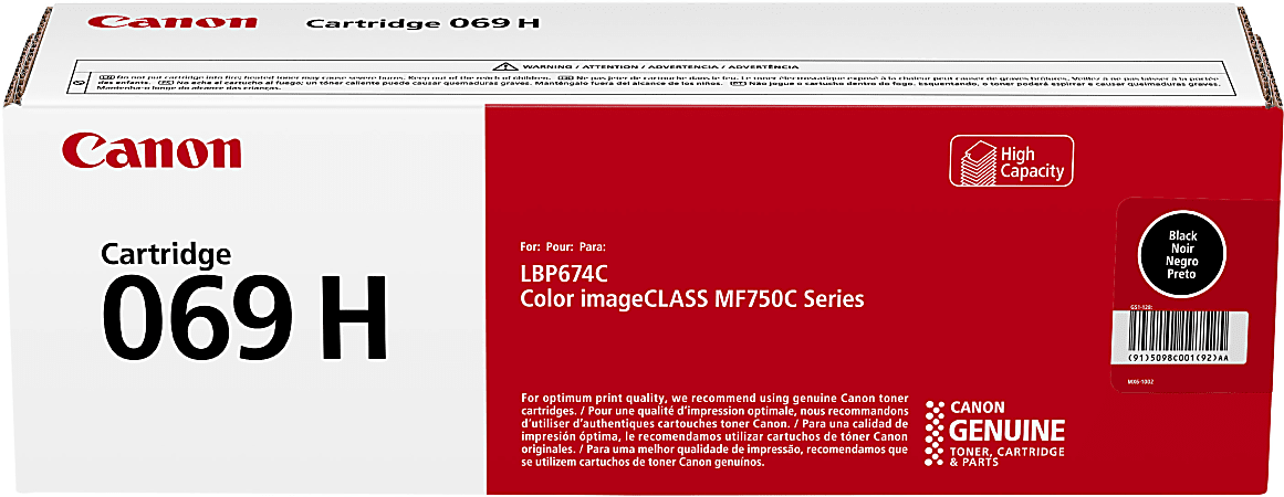 Canon 069 Black Toner Cartridge, High-Yield, 5098C001