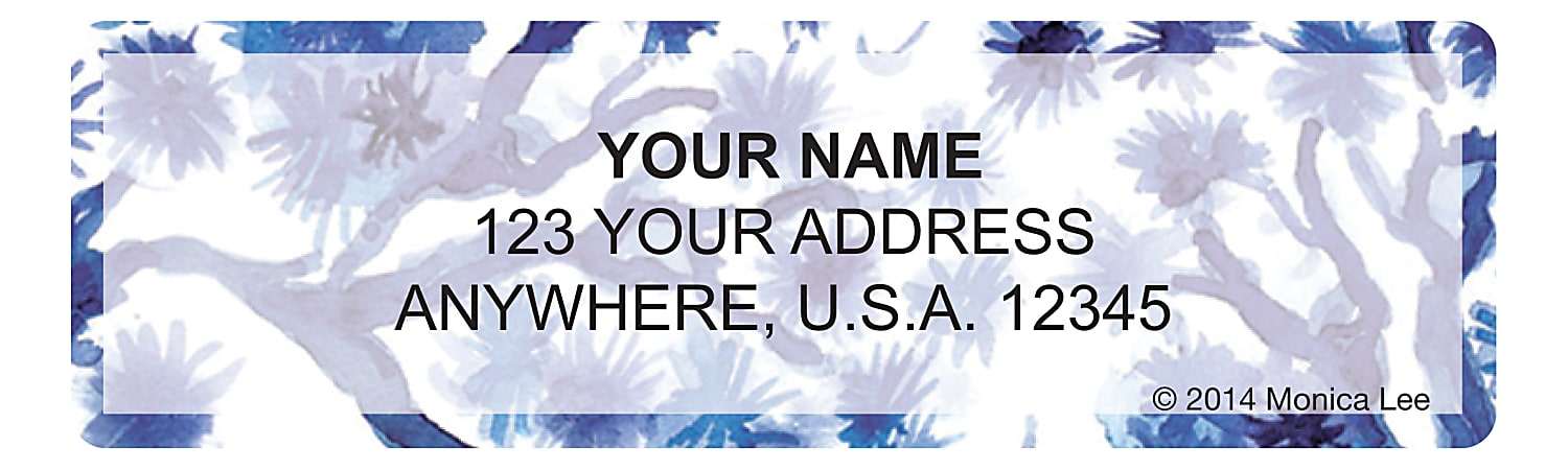 Custom Address Labels, 2-1/2" x 3/4", Blue China, Pack Of 144 Labels