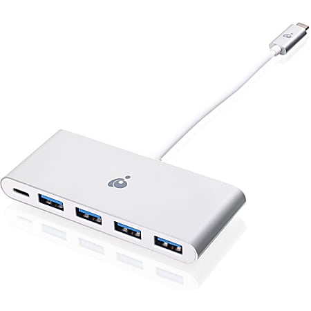 IOGEAR USB-C to 4 Port USB-A Hub with Power Delivery Pass-Through - USB 3.1 (Gen 1) Type C - External - 5 USB Port(s) - 4 USB 3.0 Port(s) - PC, Mac