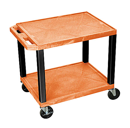 H. Wilson 26" Plastic Utility Cart, 26"H x 24"W x 18"D, Orange/Black