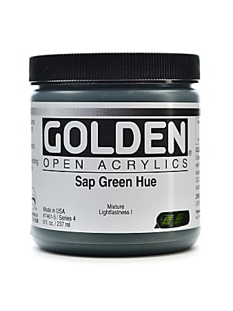 Golden OPEN Acrylic Paint, 8 Oz Jar, Sap Green Hue