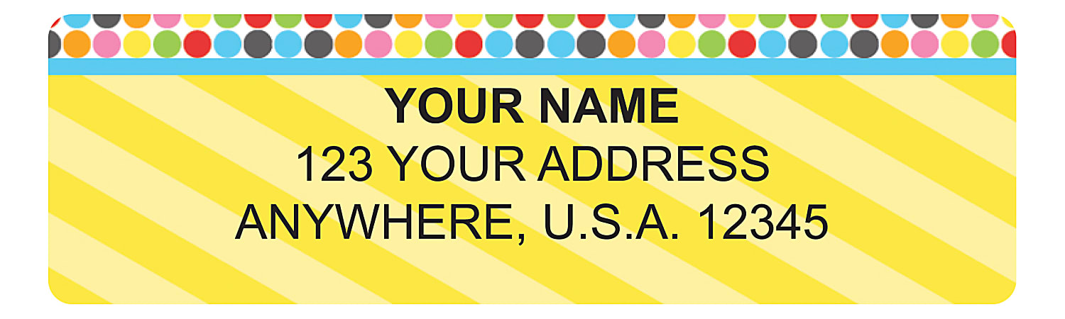 Custom Address Labels, 2-1/2" x 3/4", Bright Pop, Pack Of 144 Labels
