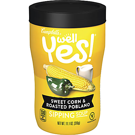 Campbell's Sweet Corn/Roasted Poblano Sipping Soup - Sweet Corn & Roasted Poblano - 11.10 oz - 8 / Carton