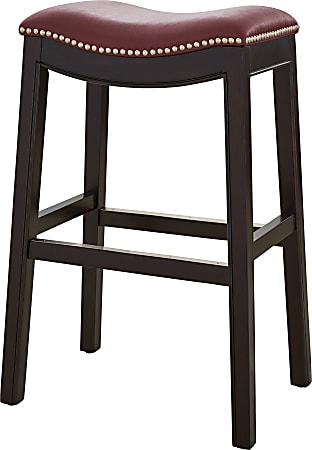 New Ridge Home Goods Julian Faux Leather Bar Stool, Red/Espresso