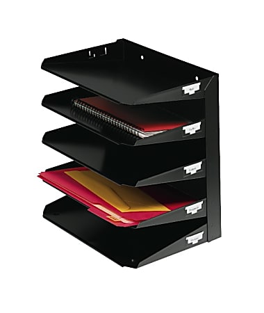 STEELMASTER® Steel Multi-Tier Letter Size Organizers, Black, 5 Trays