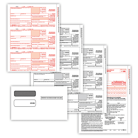 ComplyRight™ 1099-NEC Tax Forms Set, 3-Part, 3-Up, Copies A/B/C, Laser, 8-1/2" x 11", With Envelopes, Pack Of 50 Forms