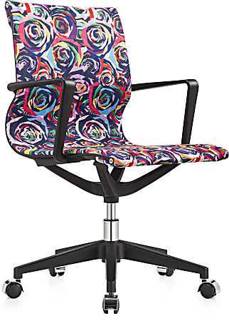 Raynor Elizabeth Sutton Wynwood Lost in Color Fabric Mid Back Task Chair Multi Rose Black
