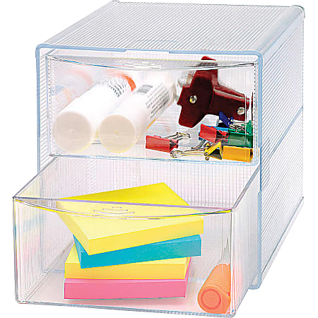 Sparco® 2-Drawer Storage Organizer, 6"H x 6"W x 6"D, Clear