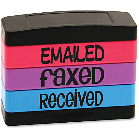 U.S. Stamp & Sign Emailed Message Stamp Set, "EMAILED, FAXED, RECEIVED", Assorted Colors