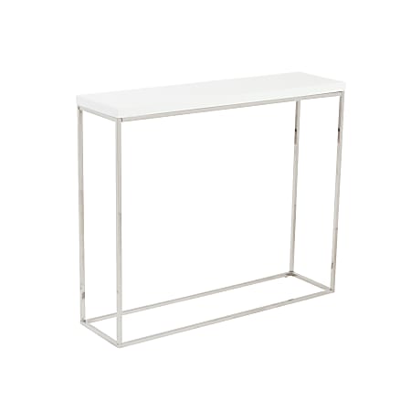 Eurostyle Teresa Console Table, 29-7/8”H x 35-2/5”W x 9-7/8”D, Polished Silver/High Gloss White