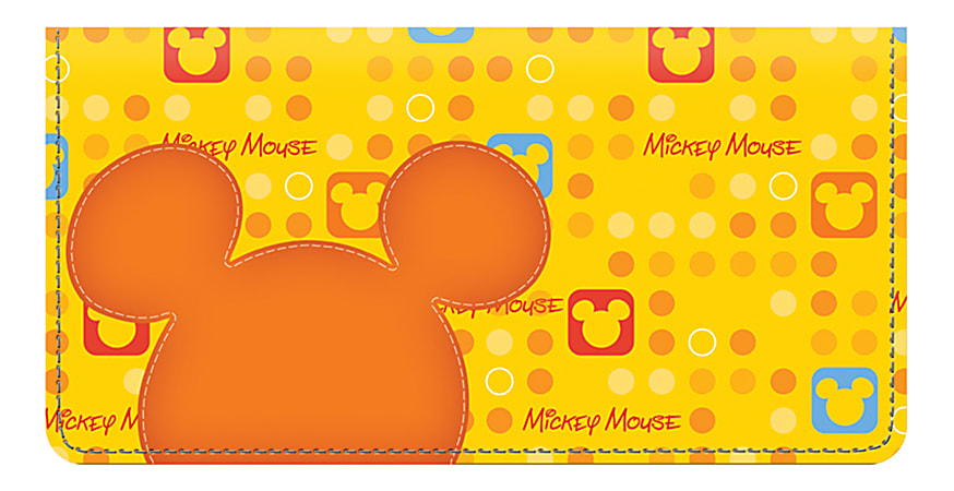 Custom Personal Wallet Check Cover, Leather,  Mickey Fun-Tastic