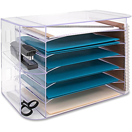 Inval 3 Drawer Desk Organizers 6 310 H x 6.9 W x 8.11 D WhiteClear Pack Of  6 - Office Depot