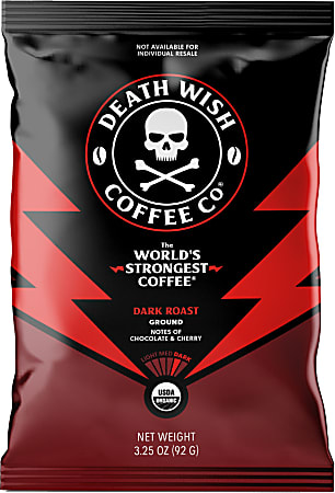 Death Wish Coffee Co Single Serve Frack Packs, Dark Roast, 3.25 Oz, Case Of 25 Frack Packs