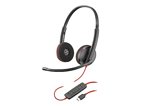 Poly Blackwire C3220 Headset - Stereo - USB Type C, Mini-phone (3.5mm) - Wired - On-ear - Binaural - Ear-cup - Noise Cancelling Microphone - Noise Canceling - Black