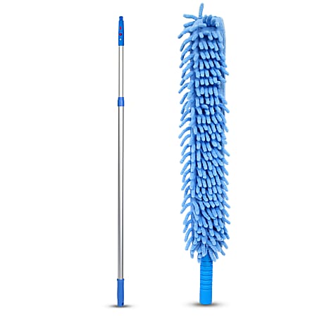 Gritt Commercial 22" Flexible Wand Duster With Microfiber and Chenille Sleeve and 6' Telescopic Pole