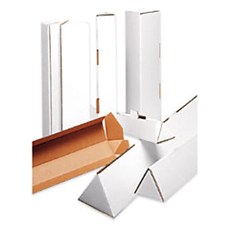 Partners Brand Triangular White Tube Mailers, 2" x 24 1/4", Pack Of 50