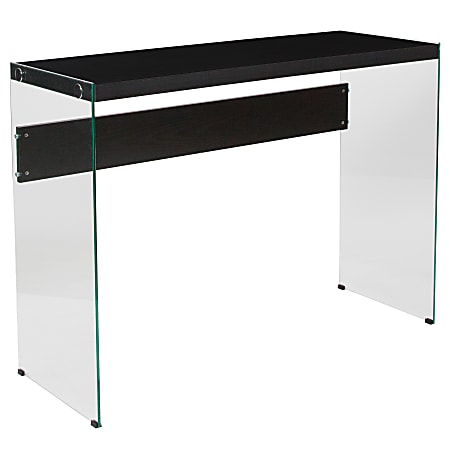 Flash Furniture Console Table With Glass Frame, 31-1/2"H x 43-1/2"W x 15-3/4"D, Clear/Dark Ash