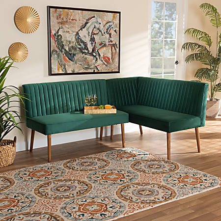 Baxton Studio Alvis 2 Piece Dining Nook Banquette Set 32 18 H x 52