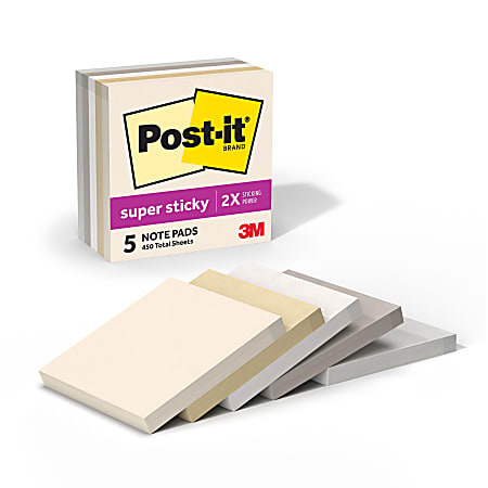 Post it Super Sticky Notes 3 x 3 in 5 Sticky Note Pads 90 SheetsPad 2X ...