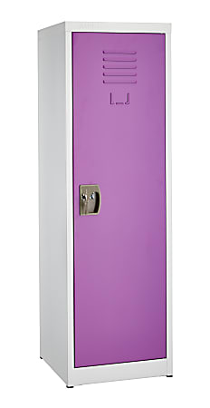 Alpine Kids’ 1-Tier Steel Locker, 48”H x 15”W x 15”D, Purple