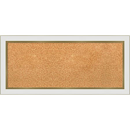 Amanti Art Cork Bulletin Board, 33" x 15", Natural, Eva White Gold Polystyrene Frame