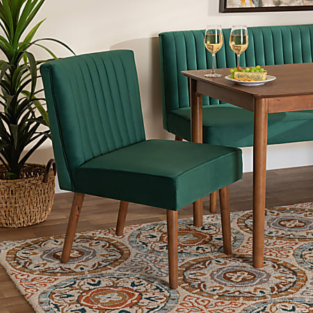 Baxton Studio Alvis Velvet-Upholstered And Finished Wood Dining