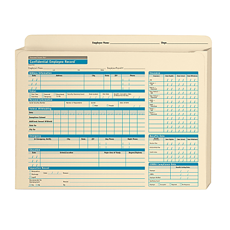 ComplyRight Expandable Confidential Personnel Pocket Files, 11 3/4" x 9 1/2" x 1 1/4", Pack Of 25