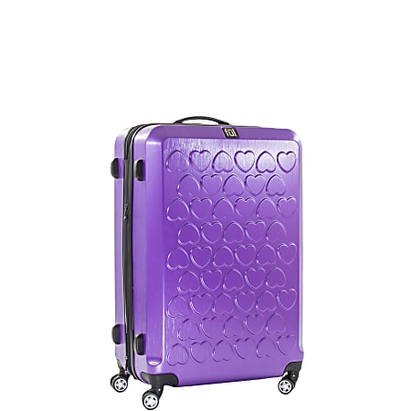 ful Hearts Upright Rolling Suitcase, 21"H x 14"W x 9"D, Purple