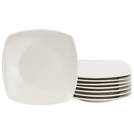 Gibson Home Zen Buffetware 8-Piece Stoneware Dessert Plate Set, 7”, White