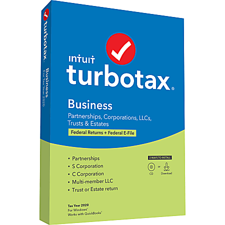 TurboTax Desktop Business Federal E-file 2020, for PC/Mac