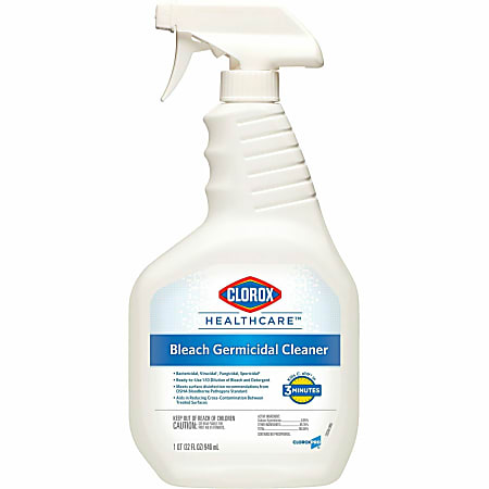 Clorox Healthcare Bleach Germicidal Cleaner - Ready-To-Use Spray - 32 fl oz (1 quart) - Bottle - 180 / Bundle - White, Clear