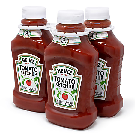 Heinz Tomato Ketchup, 44 Oz Bottle, Pack Of 3