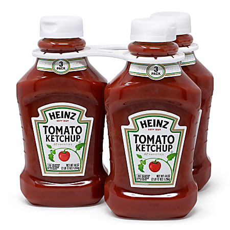 Heinz Tomato Ketchup, 44 Oz Bottle, Pack Of 3