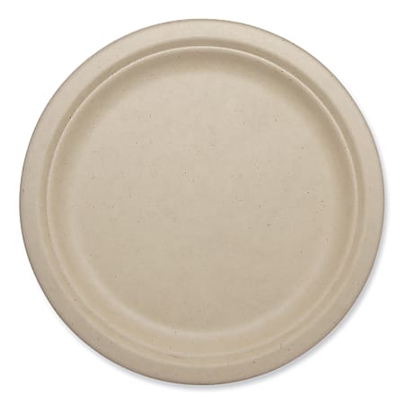 World Centric® Fiber Plates, 9-1/8" Diameter, Natural, Pack Of 1,000 Plates
