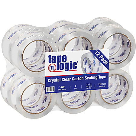 Tape Logic® #200CC Crystal Clear Tape, 3" Core, 2" x 110 Yd, Clear, Case Of 12