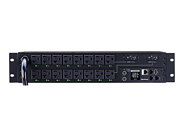 CyberPower Switched PDU41008 - Power distribution unit (rack-mountable) - AC 200-240 V - 1-phase - Ethernet, serial - input: NEMA L6-30P - output connectors: 16 (4 x IEC 60320 C19, 12 x IEC 60320 C13) - 2U - 12 ft cord