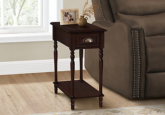 Monarch Specialties Eva Rectangular Accent Table, 24-1/2”H x 12”W x 22”D, Brown