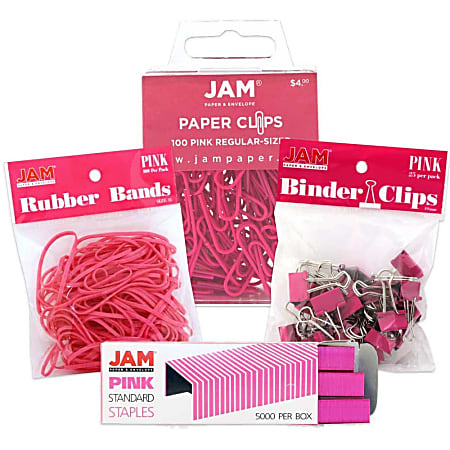 JAM Paper® 4-Piece Desk Supply Kit, Pink