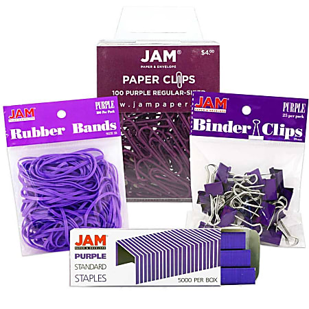JAM Paper® 4-Piece Desk Supply Kit, Purple