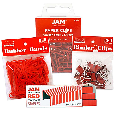 JAM Paper® 4-Piece Desk Supply Kit, Red