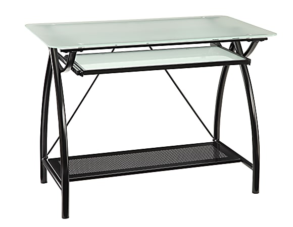 Office Star&trade; Newport 40"W Computer Desk, Clear/Black