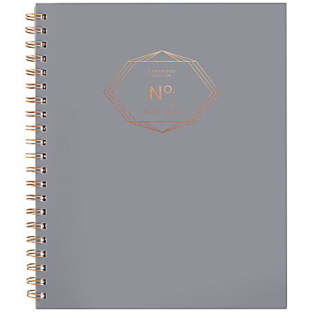 Cambridge® WorkStyle Gray Gem Academic Weekly/Monthly Planner, 8-1/2" x 11", Gray/Rose Gold, July 2020 To June 2021, 1442-905A-30