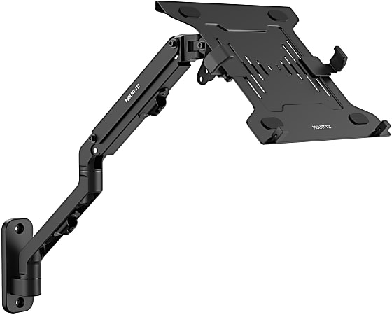Mount-It! Counterbalance Steel 15.6” Laptop Arm for Wall and Pole Mounting, 5-3/4”H x 12-1/4”W x 15”D, Black