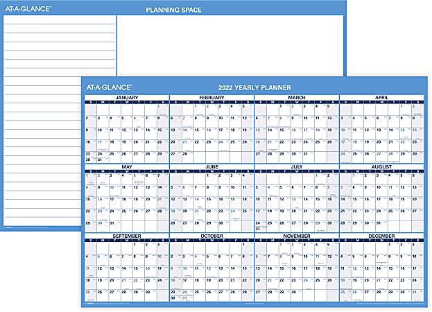 AT-A-GLANCE® Horizontal Erasable Wall Calendar, 48" x 32", January To December 2022, PM30028