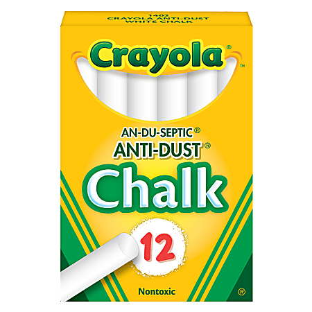 Crayola Anti Dust Chalk White Box Of 12 Sticks - Office Depot