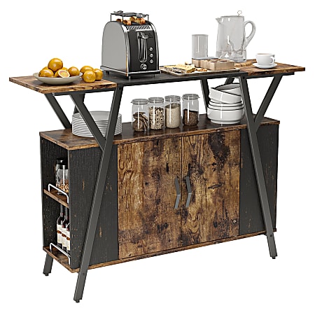 Bestier 48"W Storage Cabinet With LED Light, Rustic Brown